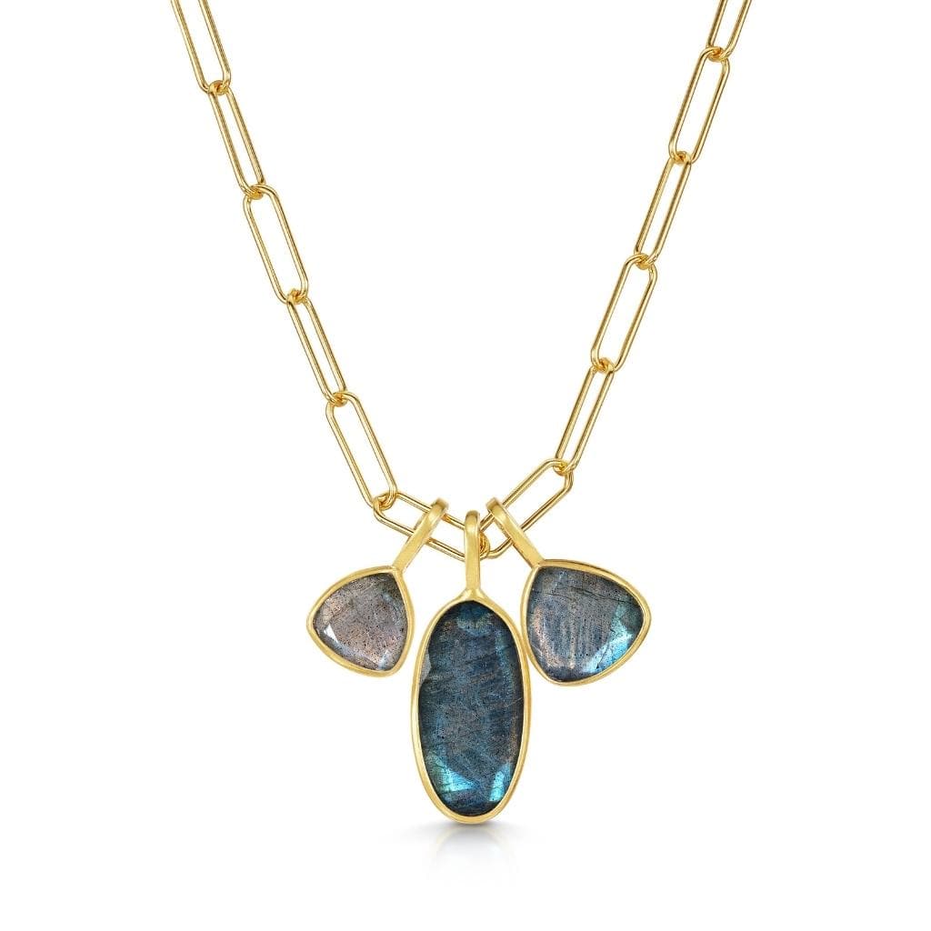 Fervor Montreal Necklace Triple Charm Organic Labradorite Necklace