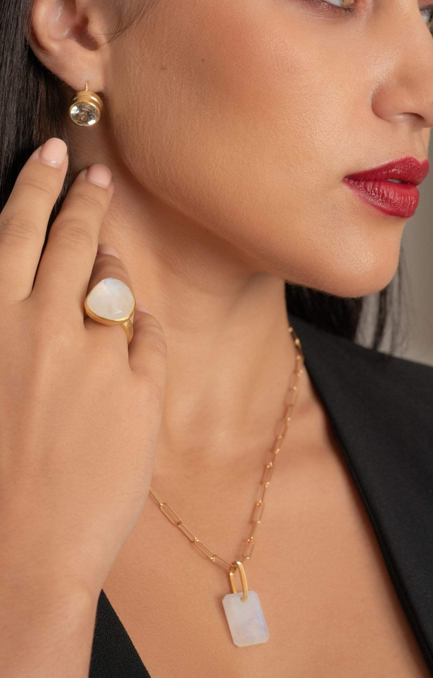 Fervor Montreal Rainbow Moonstone Slab Necklace