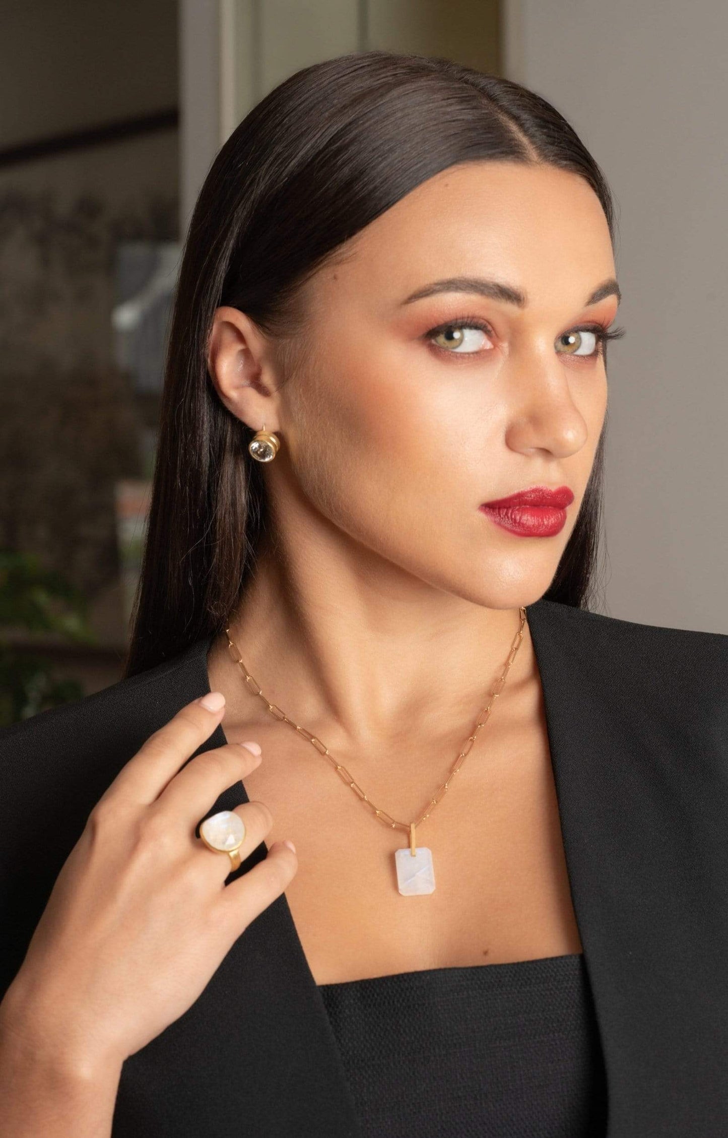 Fervor Montreal Rainbow Moonstone Slab Necklace