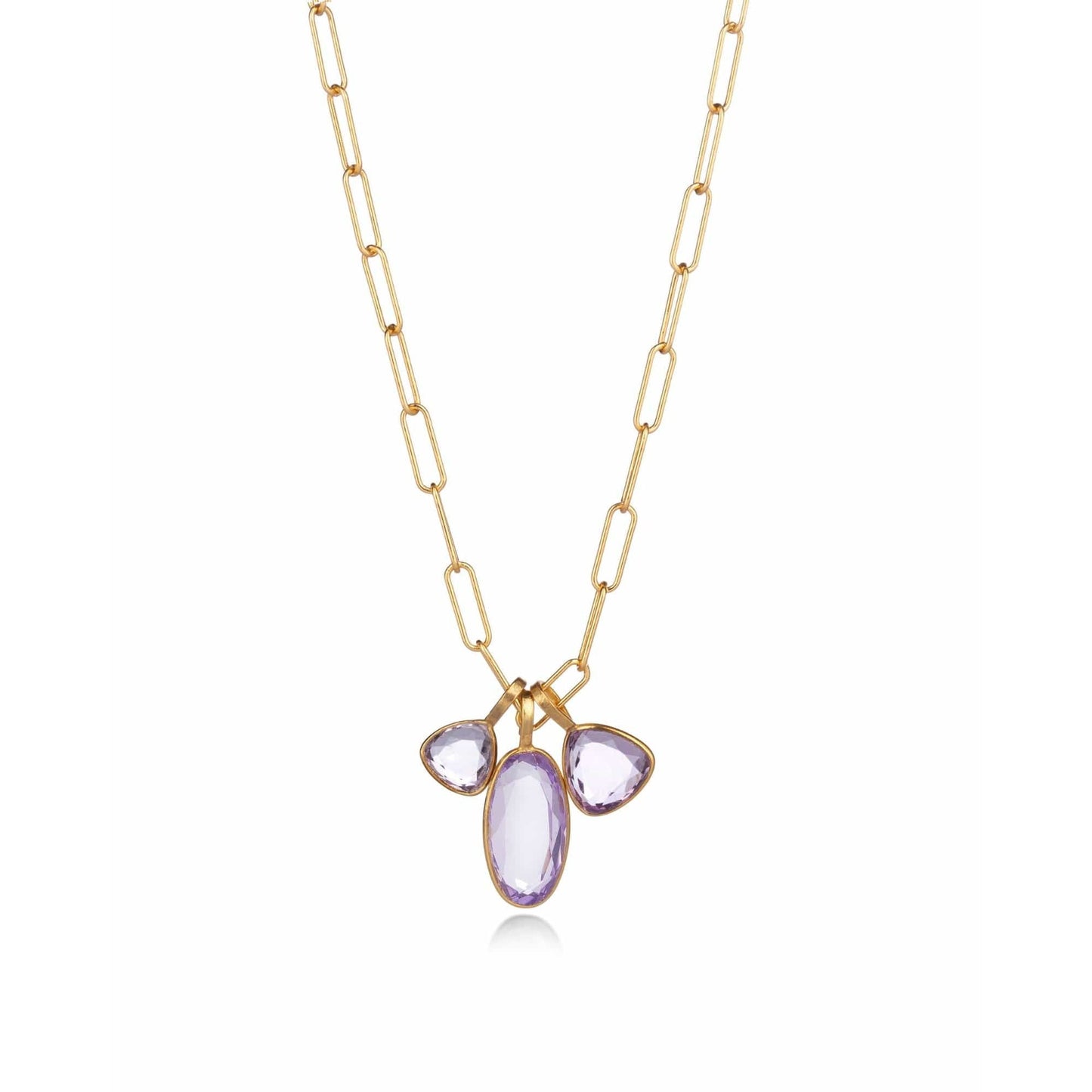 Fervor Montreal Triple Charm Organic Pink Amethyst Necklace