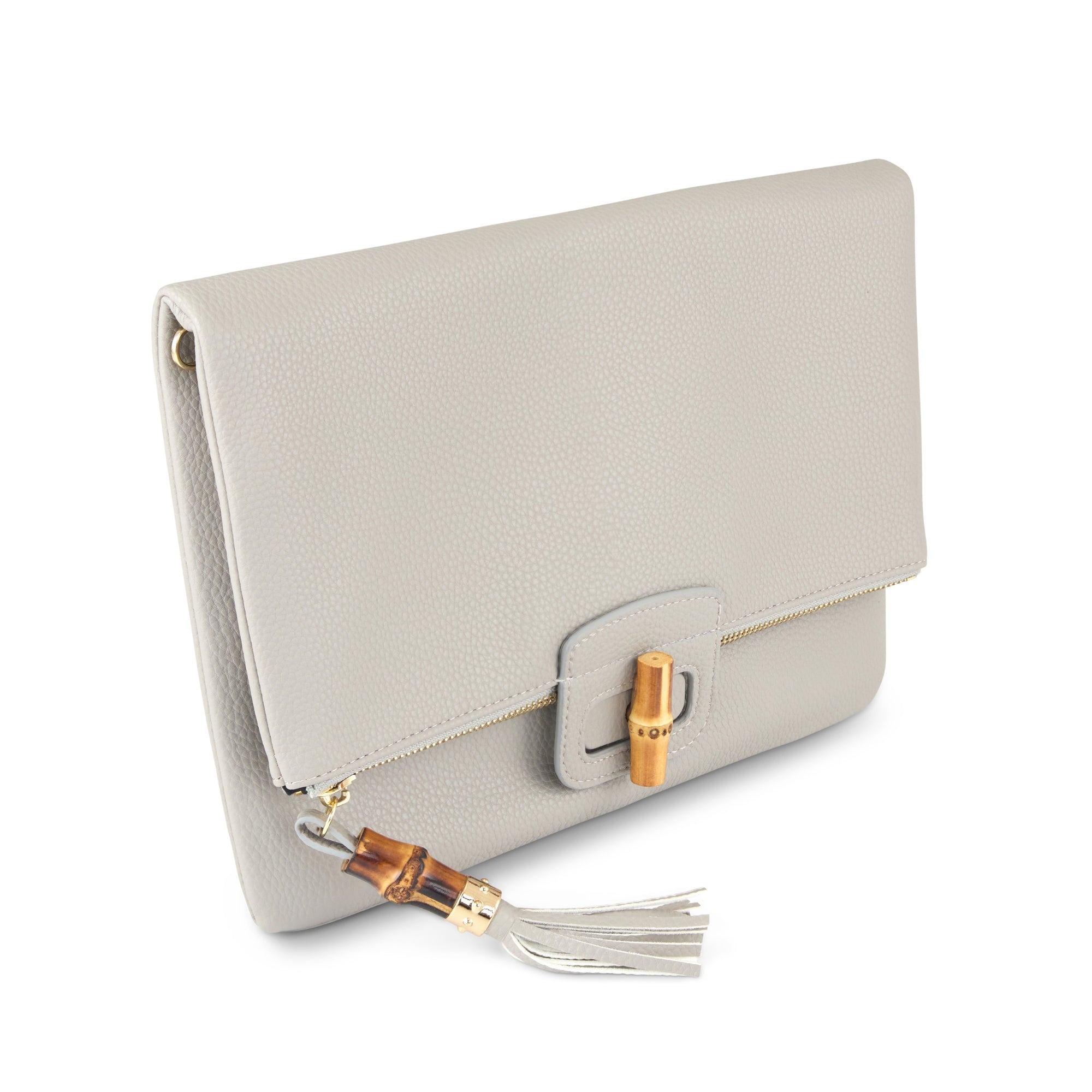 Bali Fold Over Bamboo Clutch- Cloud