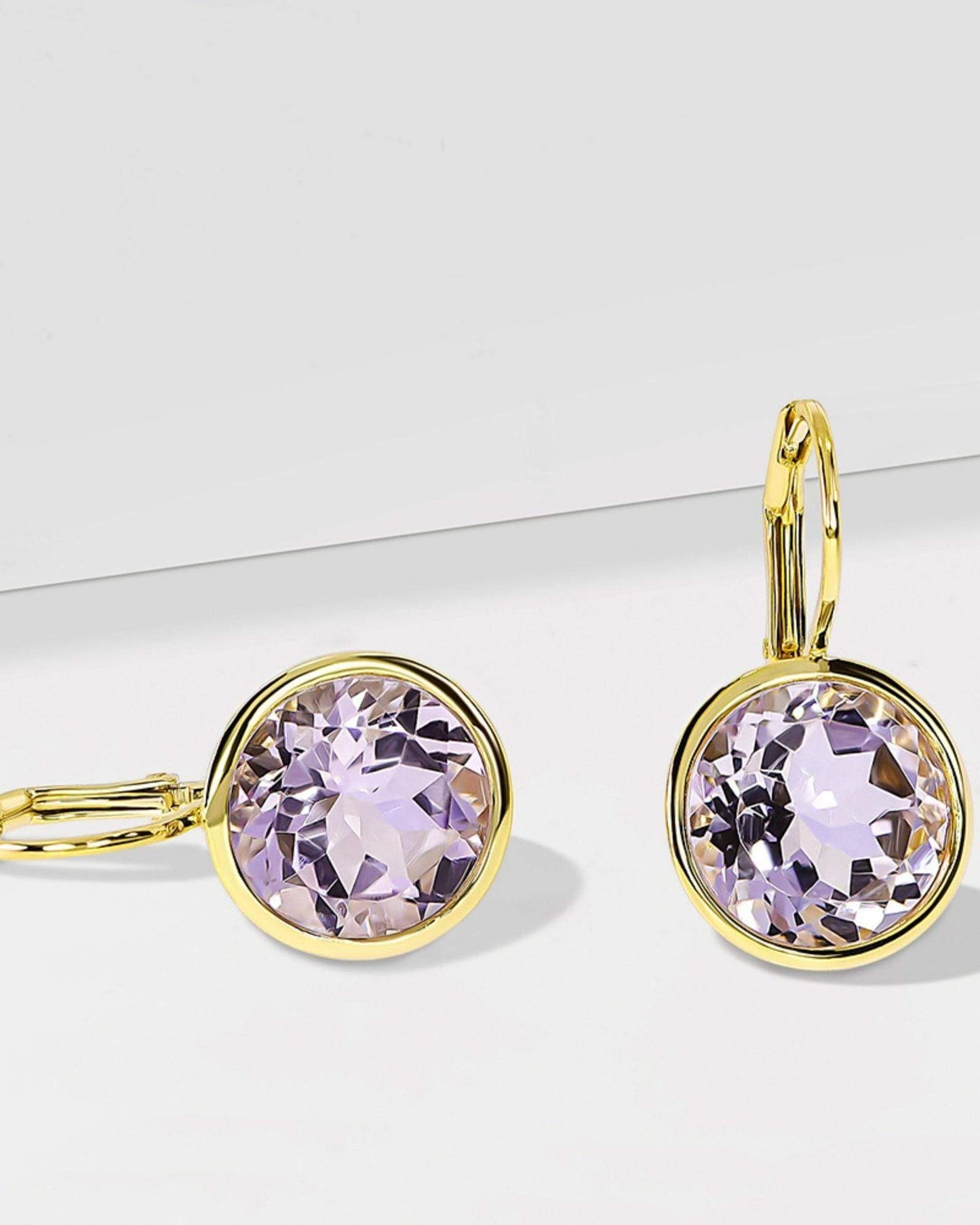 Fervor Montreal Earrings Elegant Round Lever Back Pink Amethyst Earrings