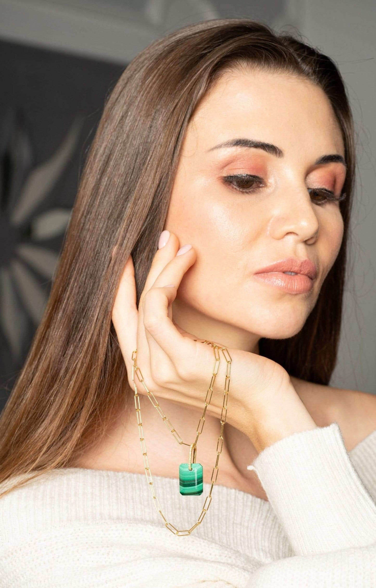 Fervor Montreal Necklace Malachite Slab Necklace