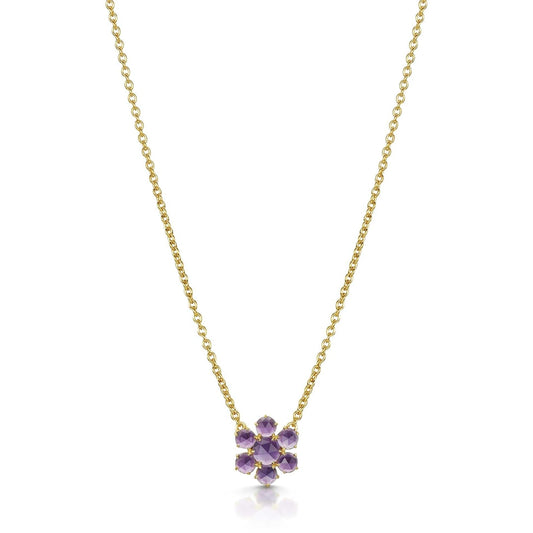 Fervor Montreal Necklace Precious Flower Rose Cut African Amethyst Necklace