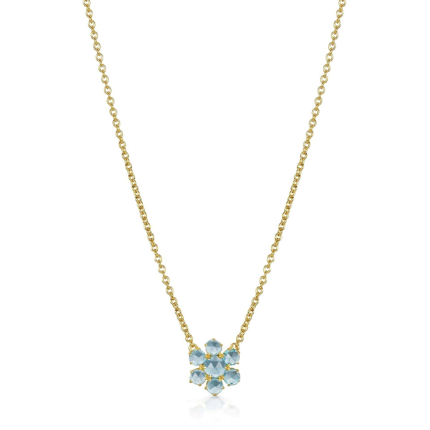 Fervor Montreal Necklace Precious Flower Rose Cut Sky Blue Topaz Necklace