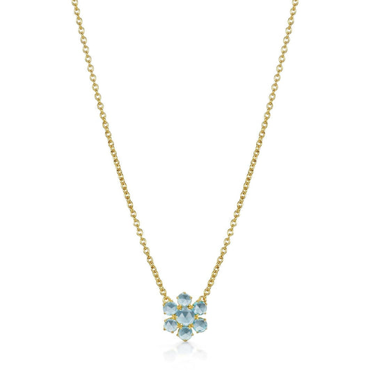 Fervor Montreal Necklace Precious Flower Rose Cut Sky Blue Topaz Necklace