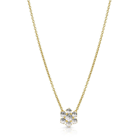 Fervor Montreal Necklace Precious Flower Rose Cut White Topaz Necklace