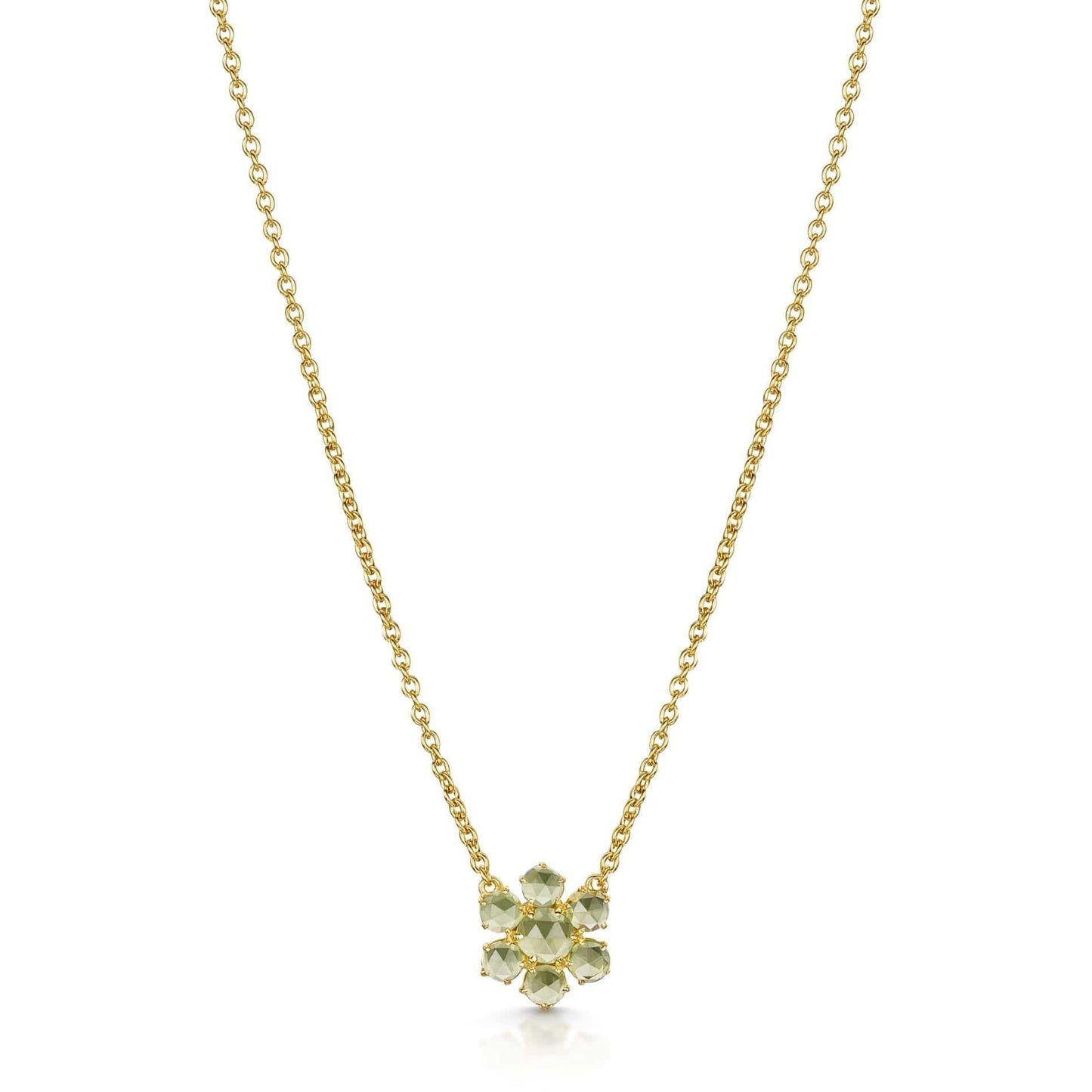 Fervor Montreal Precious Flower Rose Cut Peridot Necklace