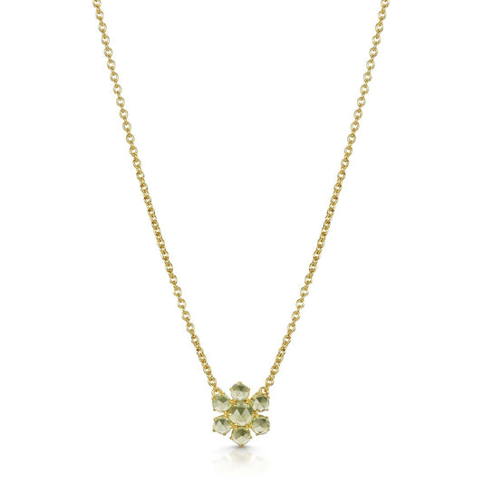 Fervor Montreal Precious Flower Rose Cut Peridot Necklace
