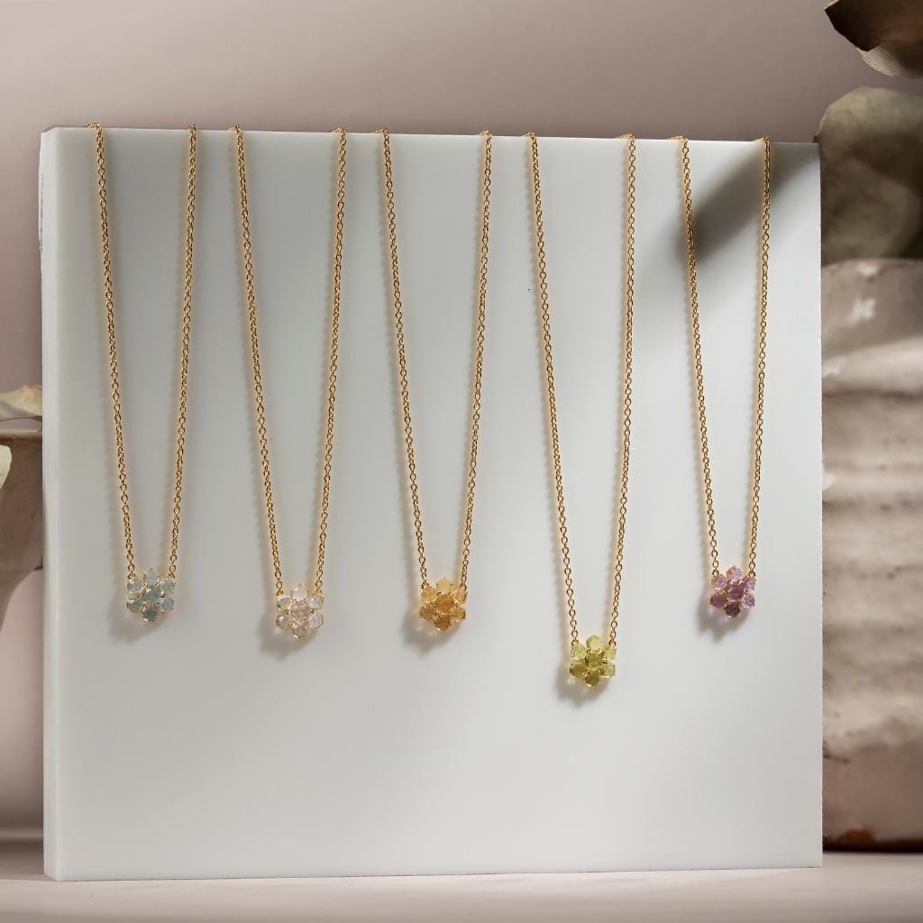 Fervor Montreal Precious Flower Rose Cut Peridot Necklace
