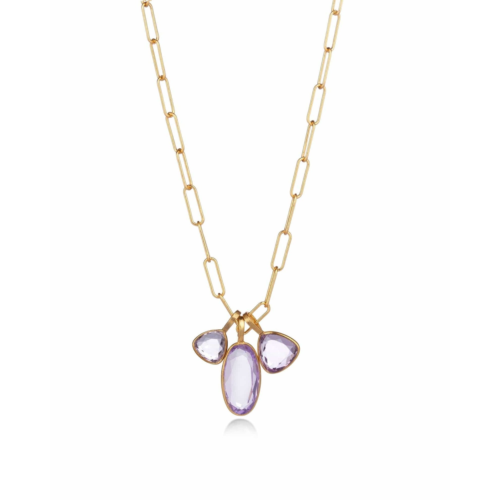 Fervor Montreal Triple Charm Organic Pink Amethyst Necklace