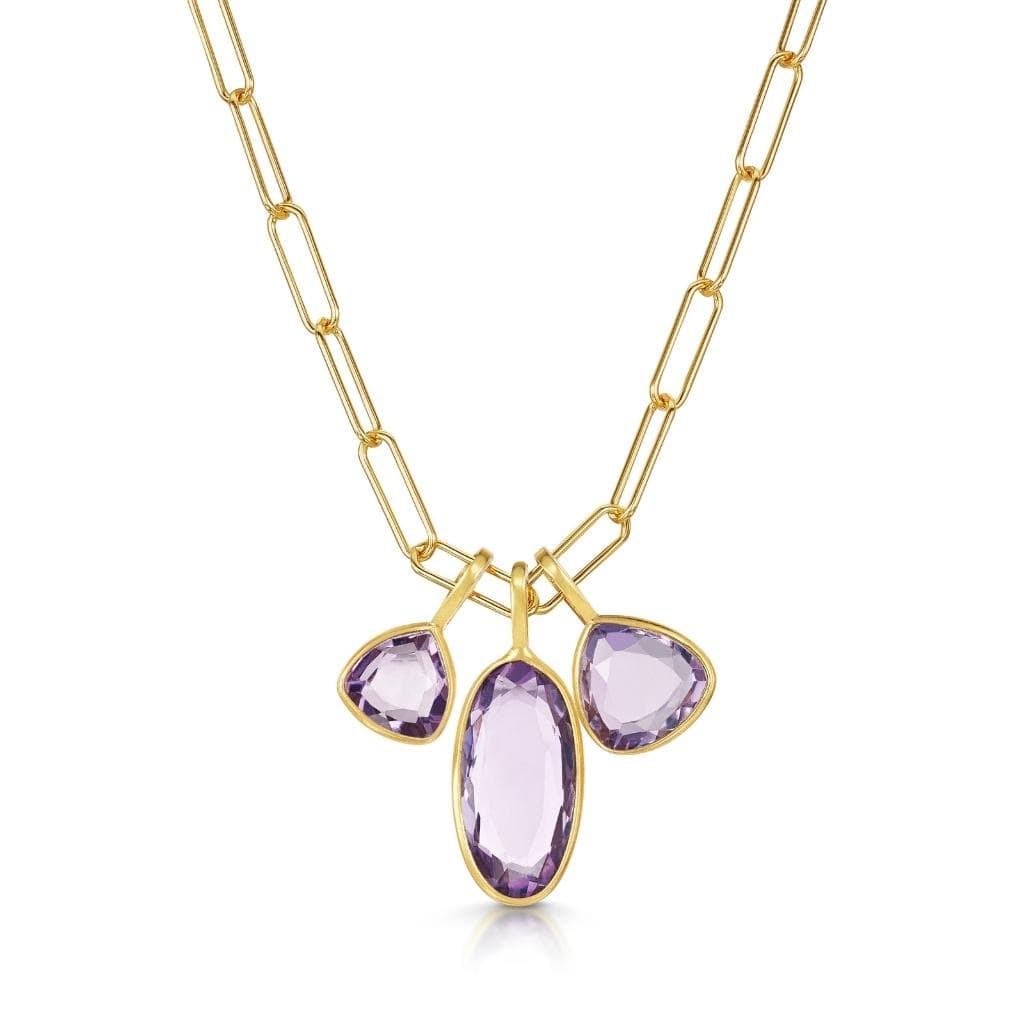 Fervor Montreal Triple Charm Organic Pink Amethyst Necklace