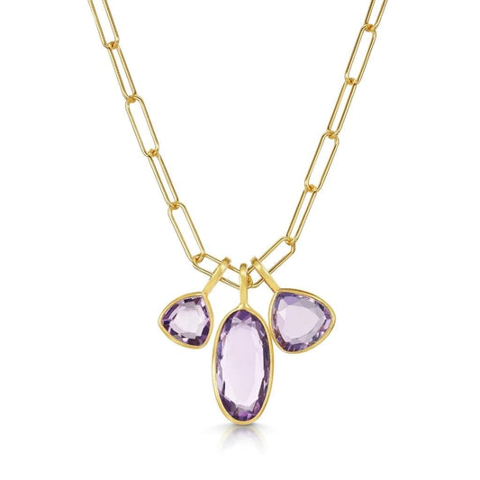 Fervor Montreal Triple Charm Organic Pink Amethyst Necklace